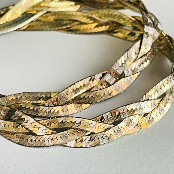 Milor 2 sterling silver & gold multi Braided Herringbone Bracelet set Italy - Picture 2 of 14
